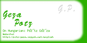 geza potz business card